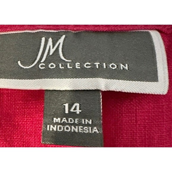 JM Collections Sz 14 Pink Linen Button Down Blouse Top 3/4 Sleeve Roll Tab Tunic - Picture 6 of 7